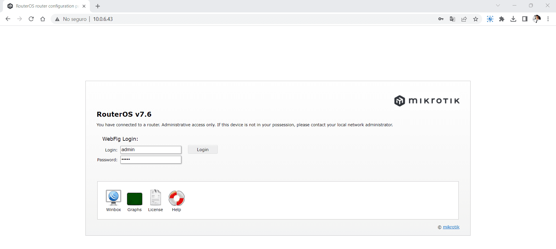 Webfig Login