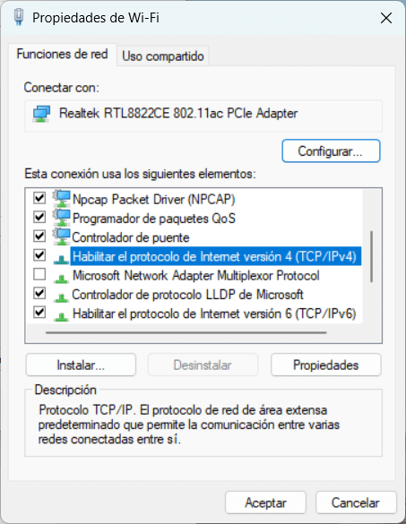 Windows Network Propertiess