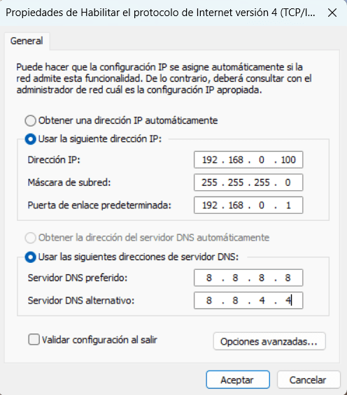 Windows Network Static IP